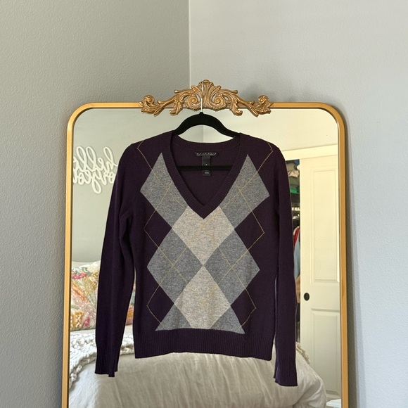 Marconi Purple Argyle Cashmere Sweater 💜🤩 - Picture 2 of 4